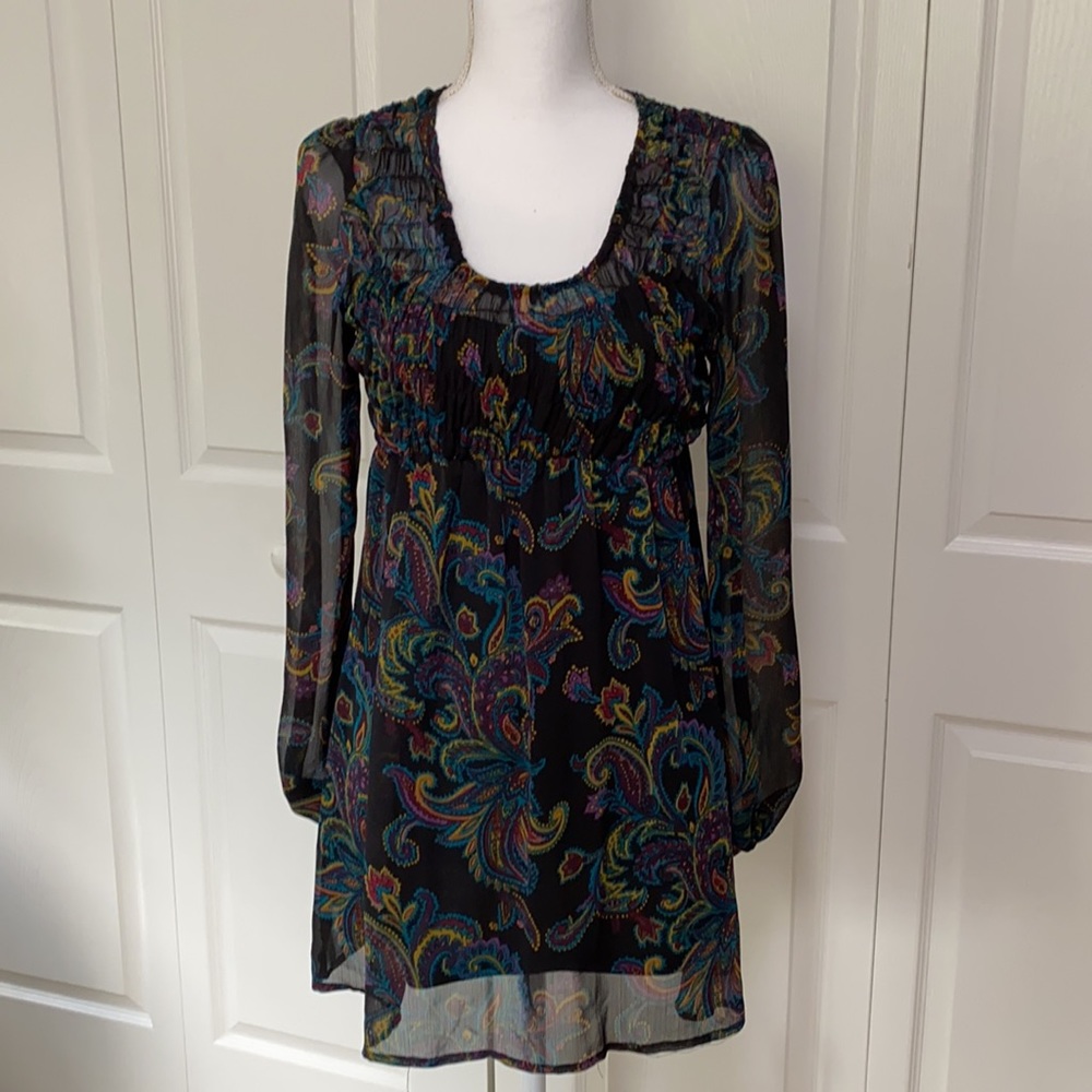 Xhilaration Paisley Boho Sheer Tunic & Lining M